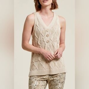 NWT Tribal Beige Knit Fisherman Core Sweater Vest